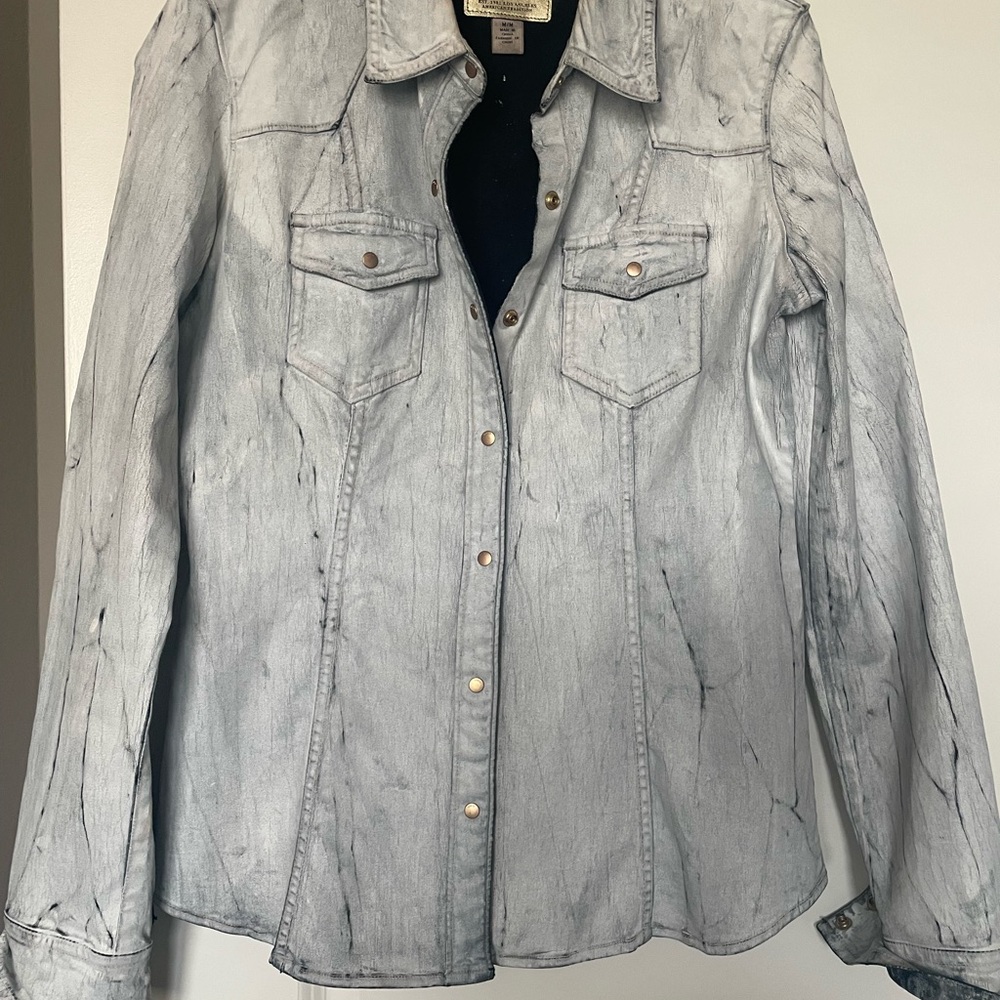 Gray Denim Button-Up Shirt